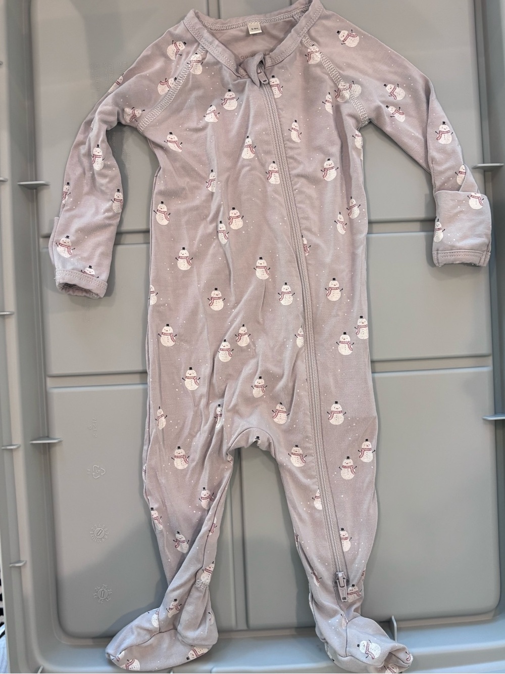 Quincy Mae Gray Snowman Footed One-Piece Pajama